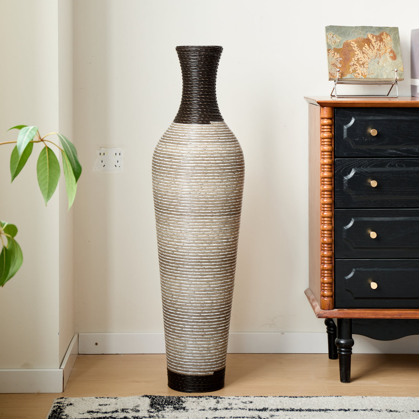 39.4" Handmade PVC Floor Vase Rustic Textured Home Decor
