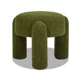 Round Ottoman - Moss Green Boucle - Fully Upholstered - 20.5"