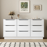 9-Drawer Engineered Wood Dresser White 63"