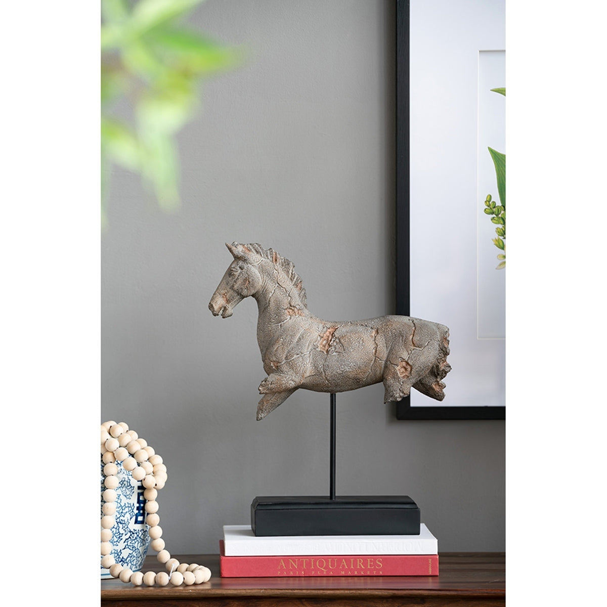 Antique Horse Statue on Stand 14" x 4.5" x 17