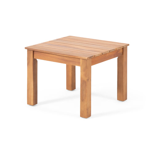 Halcyon Outdoor Side Table Acacia Wood Slat Design Teak