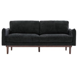 Modern Style Loveseat Sofa 75.75' with Spacious Seating, Black Chenille Upholstery, Rubber Wood Legs, 2-Seater Couch for Living Room