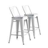 Set of 2 Industrial Metal Bar Stools 24" Seat Distressed White