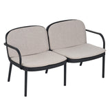 Luna Outdoor Patio Loveseat Beige Cushions Black Frame