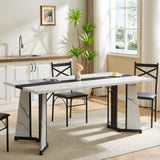 Engineered Wood Dining Table White/Black 74"