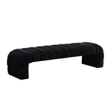 Modern Upholstered Armless Bed Bench with Channel Tufted Design in Black Chenill