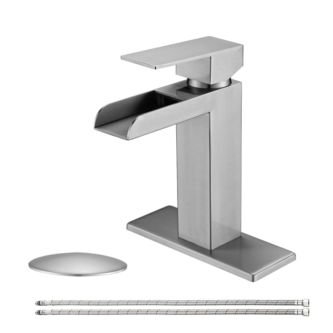 Waterfall Bathroom Sink Faucet Brushed Nickel Single Handle