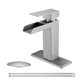 Waterfall Bathroom Sink Faucet Brushed Nickel Single Handle