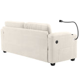 Beige Corduroy Sleeper Sofa Loveseat Full Mattress USB