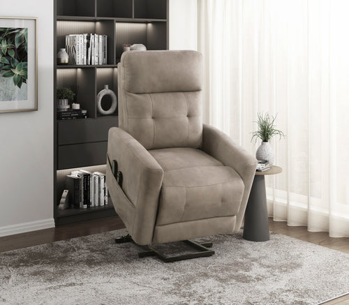 Power Lift Chair with Massage and Heat Brown Microfiber