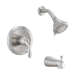 Brushed Nickel Tub Shower Faucet Combo 5-Spray Rain Head