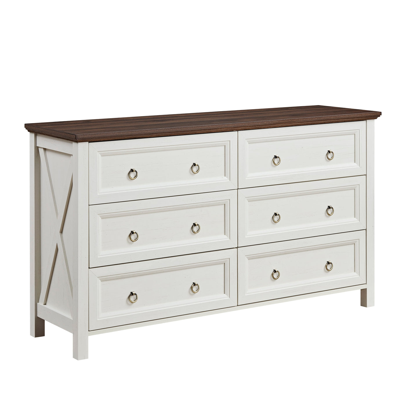 Farmhouse 6 Drawer Wood Rustic Dresser Chest