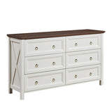 Farmhouse 6 Drawer Wood Rustic Dresser Chest