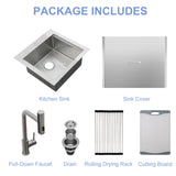 21 Inch Drop in Kitchen Sink with Pull-out Faucet and Sink Cover, Stainless Stee