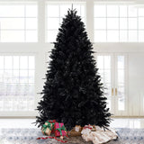 7.5ft Black Christmas Tree with 500 White LED Lights, 2156 Tips PE+PVC Artificia