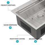 33" Drop in Waterfall Kitchen Sink