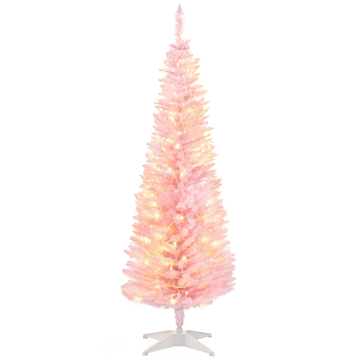 HOMCOM 5' Tall Pre-Lit Slim Noble Fir Artificial Christmas Tree with 110 Warm Wh