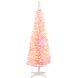 HOMCOM 5' Tall Pre-Lit Slim Noble Fir Artificial Christmas Tree with 110 Warm Wh