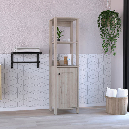 Linen Storage Cabinet - Single Door - Two Open Shelves