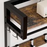 33.1" Wide Hall Tree with 2 Movable Drawers, Shoe Storage, Shelves