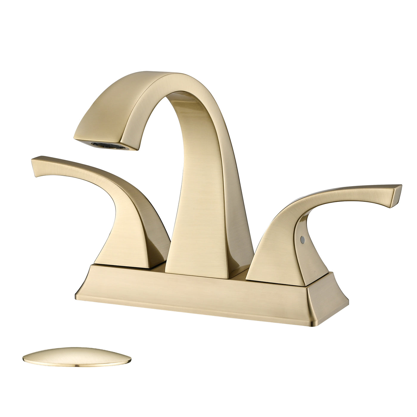 4 Inch Brushed Gold Two Handle Centerset Bathroom Sink Faucet