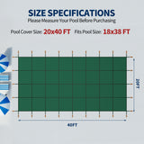 Swimming Pool Safety Cover, Fits 18x38ft Rectangular underground