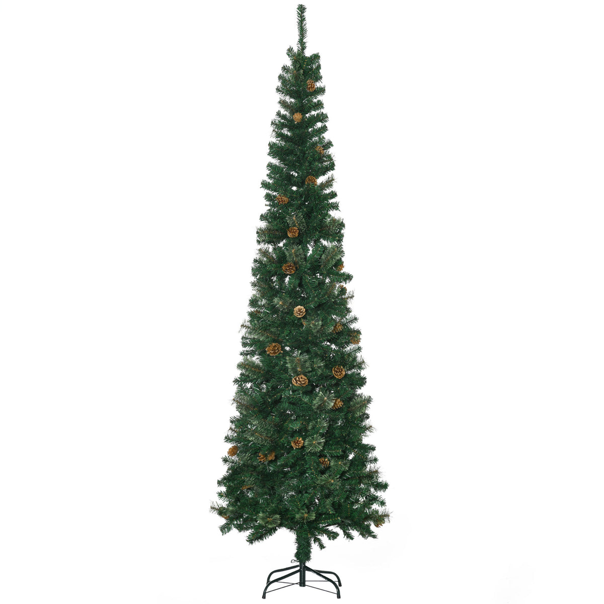 HOMCOM 7.5 Foot Pencil Artificial Christmas Tree, Slim Pine Needles Xmas Tree wi