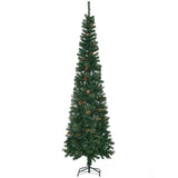 HOMCOM 7.5 Foot Pencil Artificial Christmas Tree, Slim Pine Needles Xmas Tree wi
