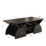 Round Engineered Wood Coffee Table with Storage Black