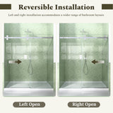 56-60"W x 72"H Frameless Sliding Shower Door Enclosure