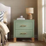 Solid Wood Nightstand Sage Green