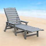 Outdoor Chaise Lounge Chair Plastic Adjustable Recline Gray 43"