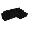 Modern Minimalist L Shape Modular Sectional Sofa With Corduroy Finish In Black