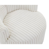 Barrel Accent Chair - Plush Corduroy - Off-White with Wheels