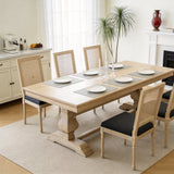 Grey Upholstered Dining Chairs Set of 2 Rattan Back