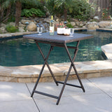 Wicker Bar Table Set Brown Multi