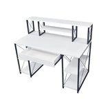 Writing Desk - Wood & Metal Sled Base - White - 47" Top with Drawer