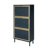 3 Metal Door Shoe Rack, Freestanding Modern Shoe Storage Cabinet, Metal rattan