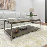 3-Piece Coffee Table and End Tables Set, Wood & Metal, Aged Graphite