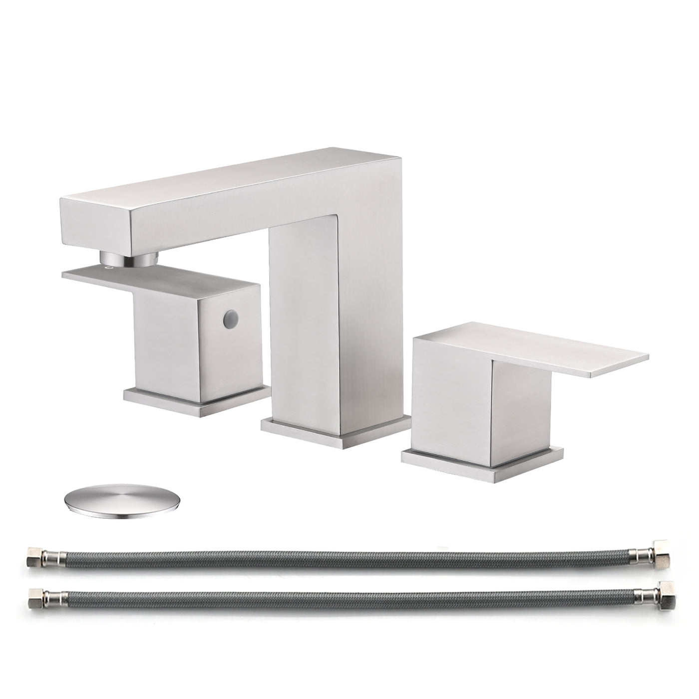 8 Inch Brushed Nickel Widespread Bathroom Faucet with Pop Up Drain