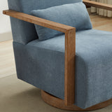Linen Accent Chair Swivel Blue