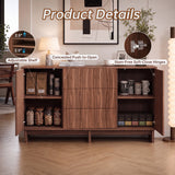 59.1" Buffet Sideboard with 2 Doors and 3 Drawers, Walnut Finish