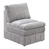 Armless Modular Plush Accent Chair Granite Morgan Fabric