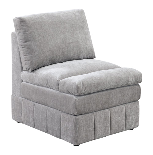 Armless Modular Plush Accent Chair Granite Morgan Fabric