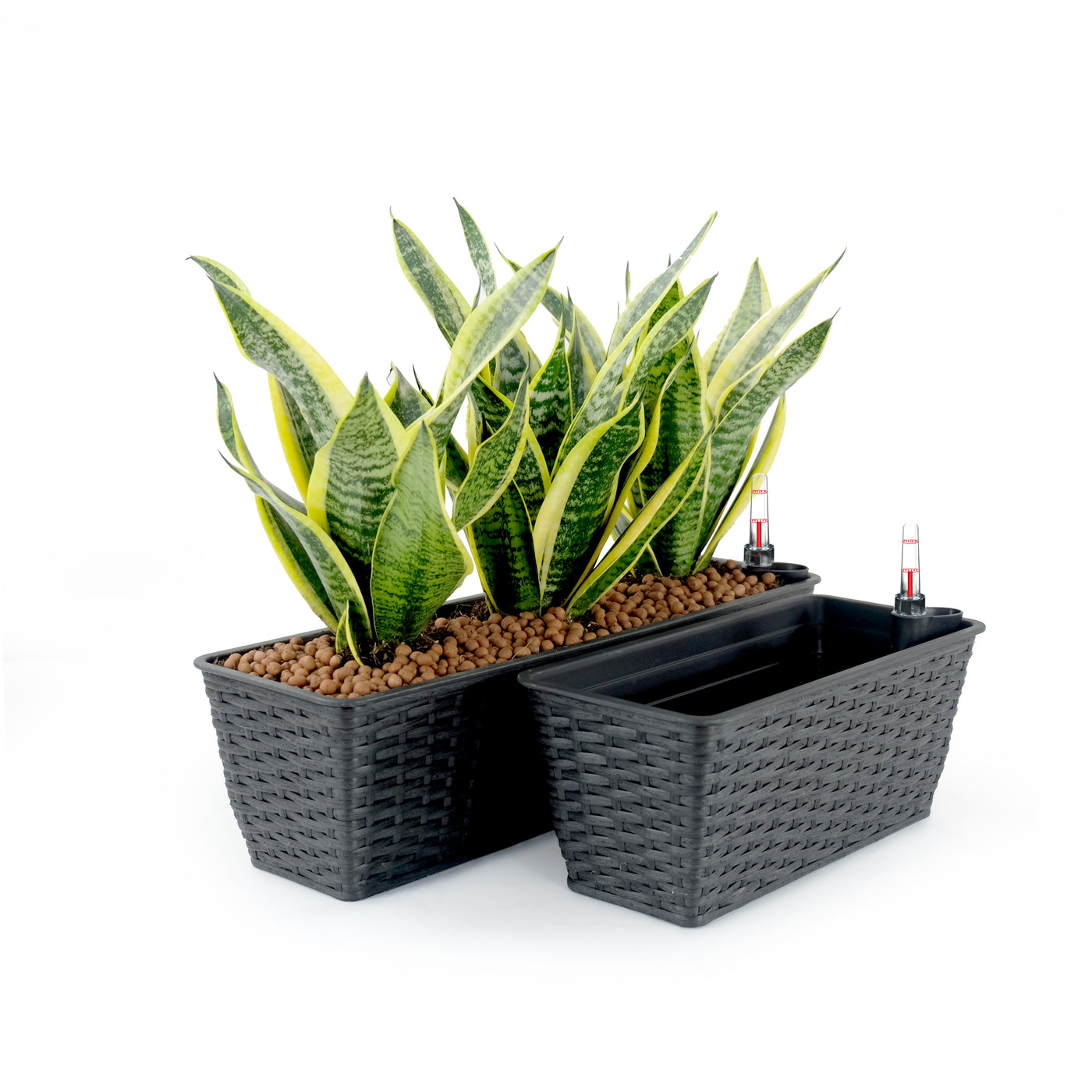 2-Pack Hand Woven Wicker Self-Watering Rectangle Planter