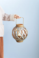 Wooden Decorative Lantern with Handle Indoor Outdoor