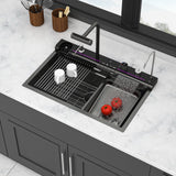 30" Gunmetal Black Kitchen Sink Waterfall Sink