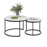 Round Wood Nesting Tables Set of 2 White
