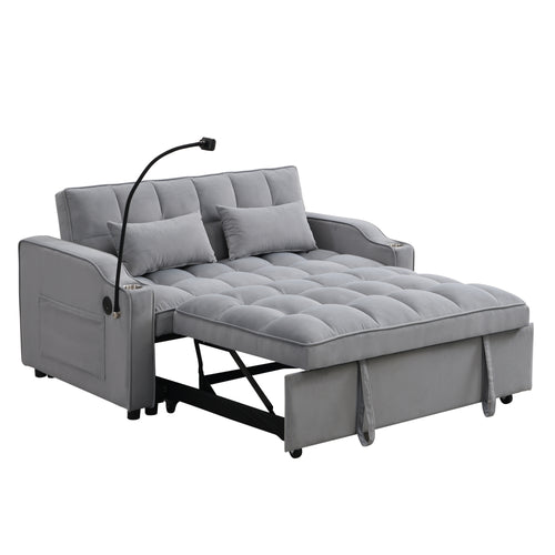 Modern Velvet Loveseat Futon Sofa Bed with Reclining Back