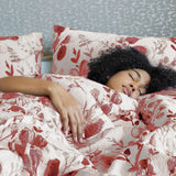 Comforter Set 3-Piece - Reversible Floral Seersucker, Pink, Full/Queen